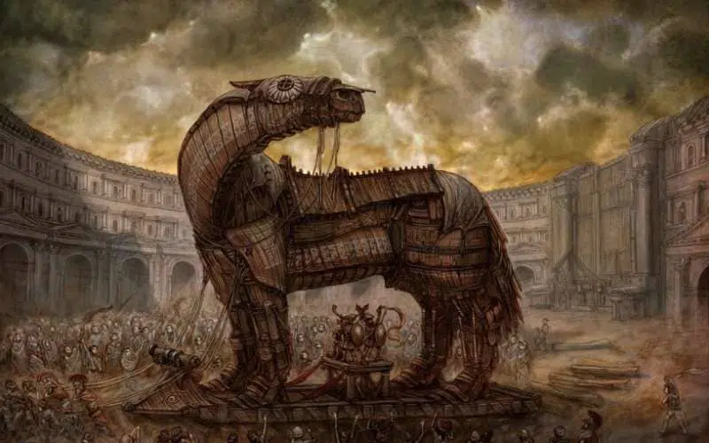 Foto de Cavalo De Troia Na Frente As Muralhas De Troia e mais